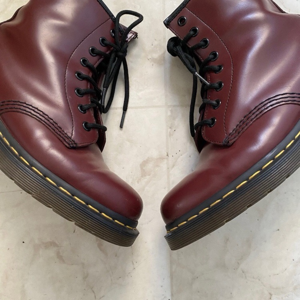 $180 Dr. Martens 1460 8-eye Burgundy Leather Lace-Up Combat Moto Boots Size 6 - Picture 7 of 15